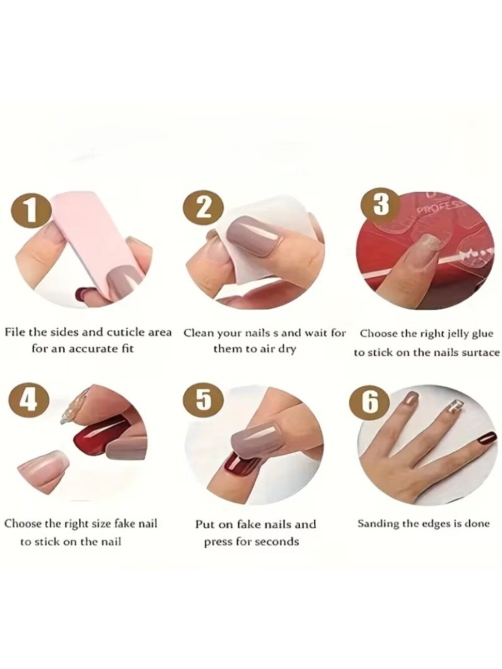24pcs Glossy Pure Red Short Oval Press-On Nails – Salon Style Full Cover Acrylic - Picture 6 of 7